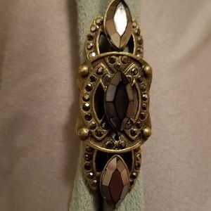 Vintage Bronze Ring with Black and Smoky Marquise Stones
